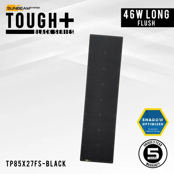 NEW TOUGH+ 46W LONG BLACK – FLUSH SOLAR PANEL