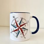Blue mug "Compass & Compass Rose"